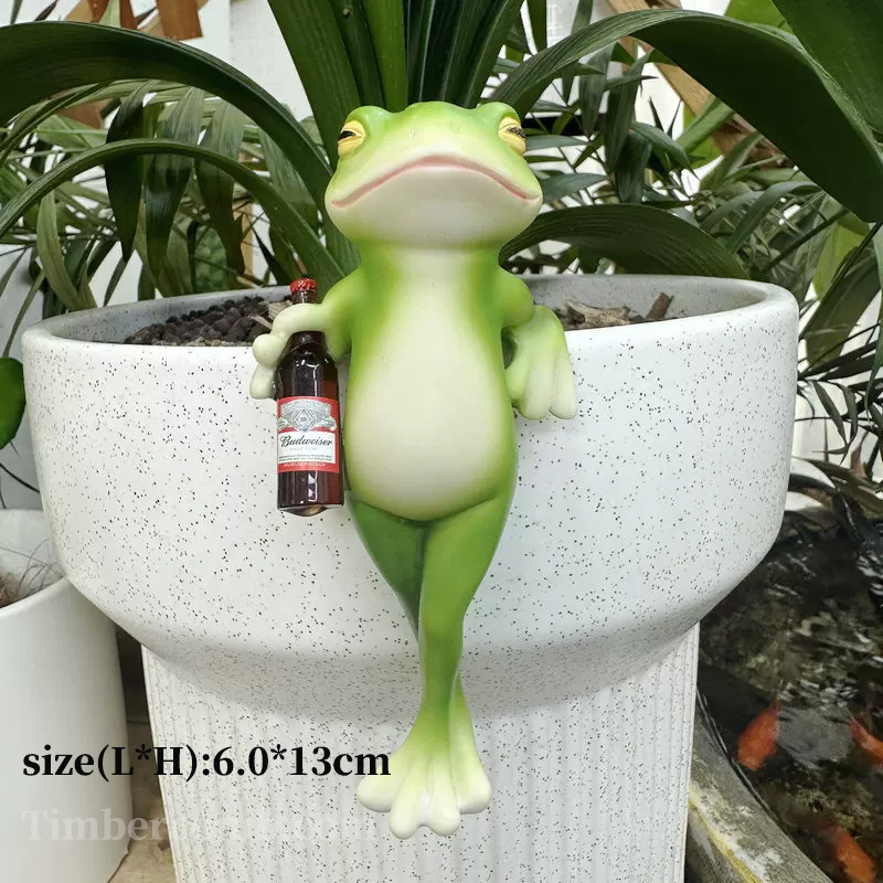 カエルの癒し系置き物 おもしろデザインでストレス解消！ 観葉植物ポット/盆栽/水槽のアクセントにも