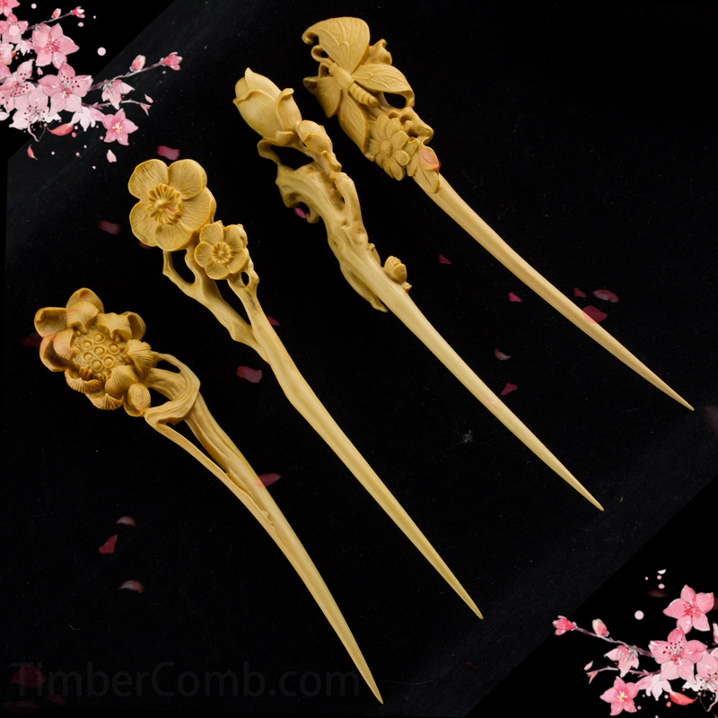 アリーヒローズ　時代提げ物　獣骨製　花刻　根付　簪　C　8548 アリーヒローズ 時代提げ物 獣骨製 花刻 根付 簪 C 8548 つげ かんざし