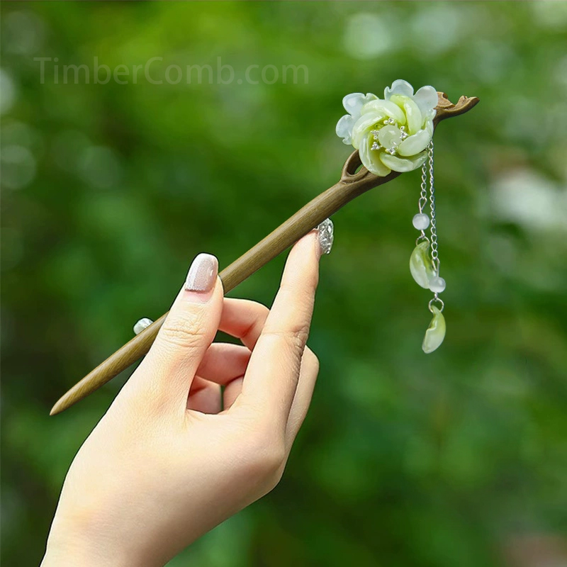 古風歩揺簪 新中式×シンプルモダン 黒檀木製 高級感ヘアアクセサリー 心ごころの贈り物-木彫り高級人気専門店