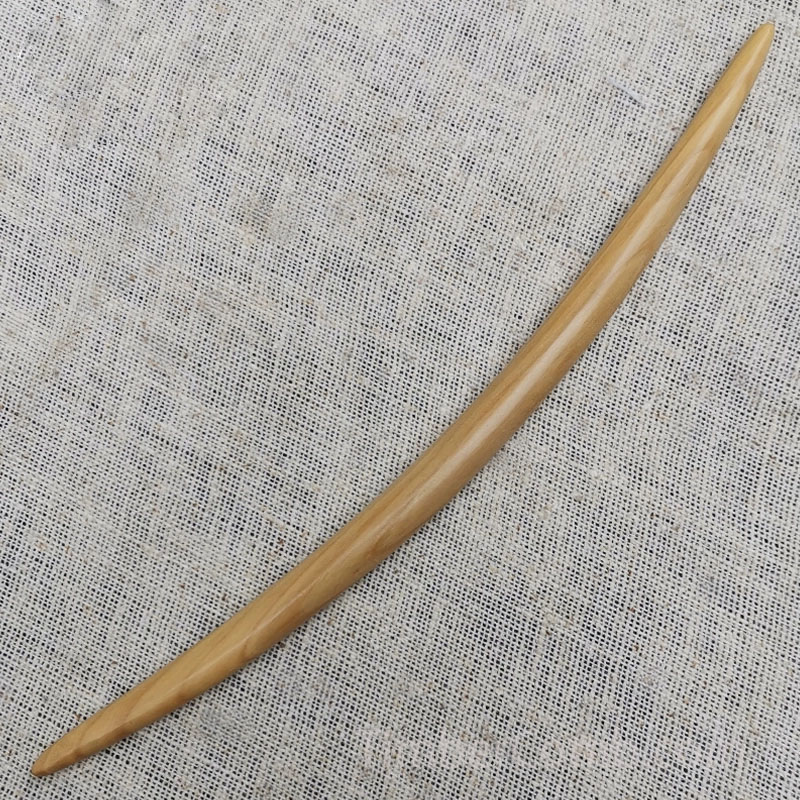 つげ材製 柳の葉眉かんざし、丸頭一文字かんざし古風アクセサリー・コンパクト盤髪用簪セット-木彫り高級人気専門店