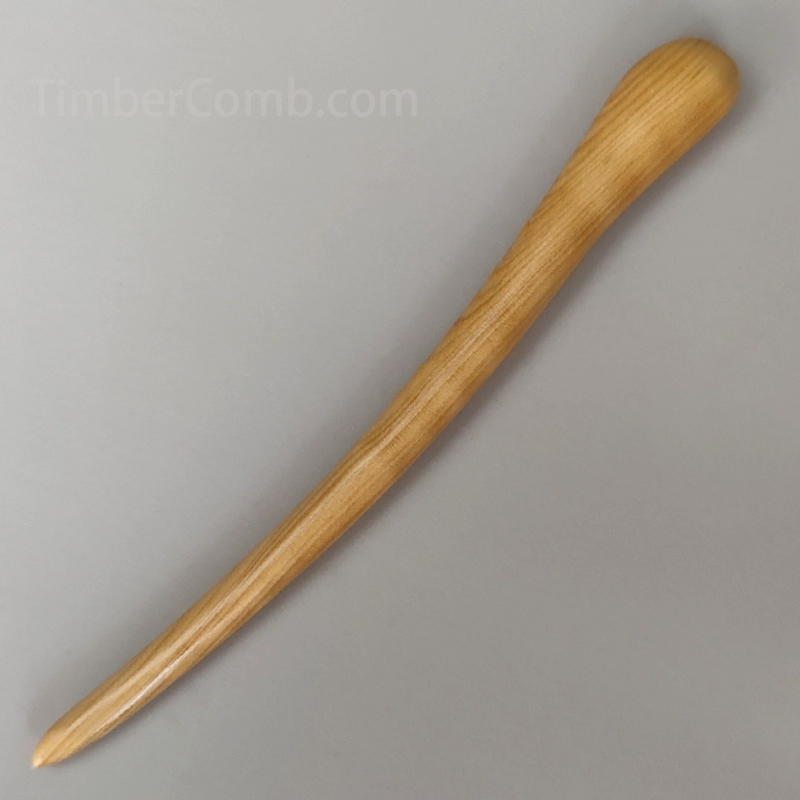 つげ材製 柳の葉眉かんざし、丸頭一文字かんざし古風アクセサリー・コンパクト盤髪用簪セット-木彫り高級人気専門店