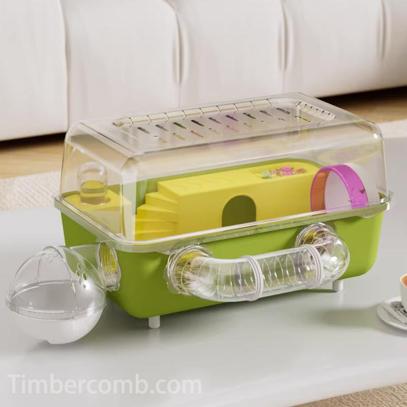 キンクマハムスター ケージ ハムスターケージ 小動物 ケージ 透明 大型 2階 上下分離式 おしゃれ 脱走防止  持ち運び 小動物 爬虫類 飼育ケース