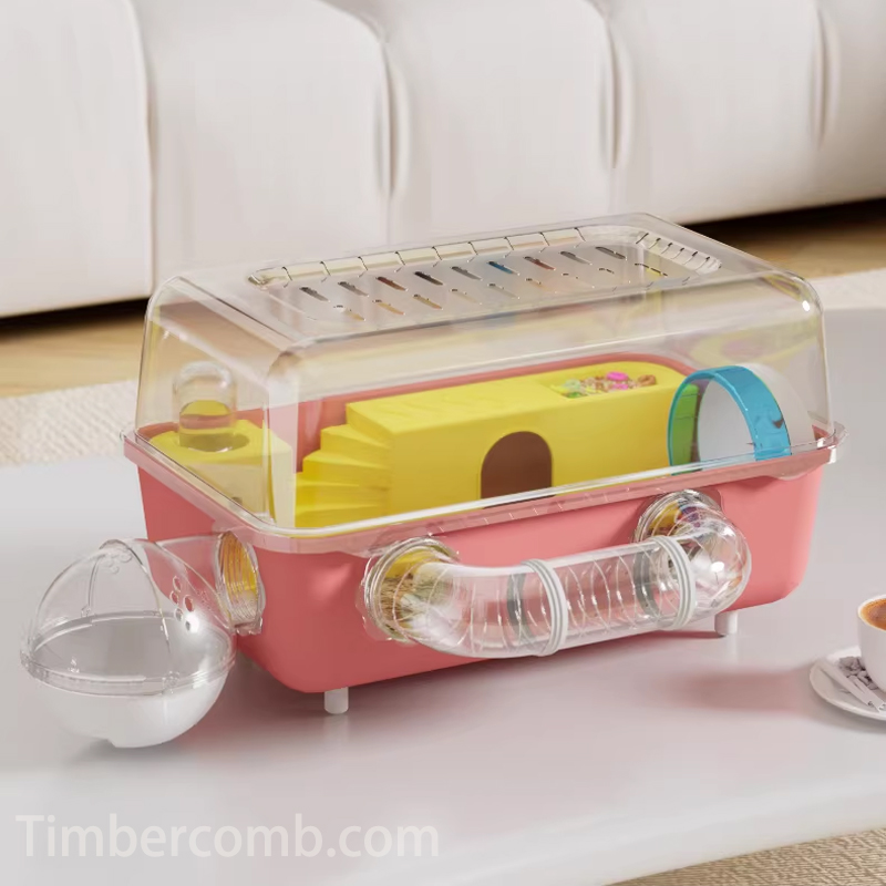 キンクマハムスター ケージ ハムスターケージ 小動物 ケージ 透明 大型 2階 上下分離式 おしゃれ 脱走防止  持ち運び 小動物 爬虫類 飼育ケース