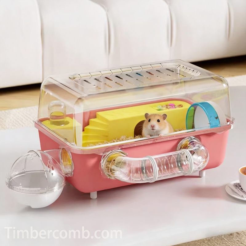 キンクマハムスター ケージ ハムスターケージ 小動物 ケージ 透明 大型 2階 上下分離式 おしゃれ 脱走防止  持ち運び 小動物 爬虫類 飼育ケース