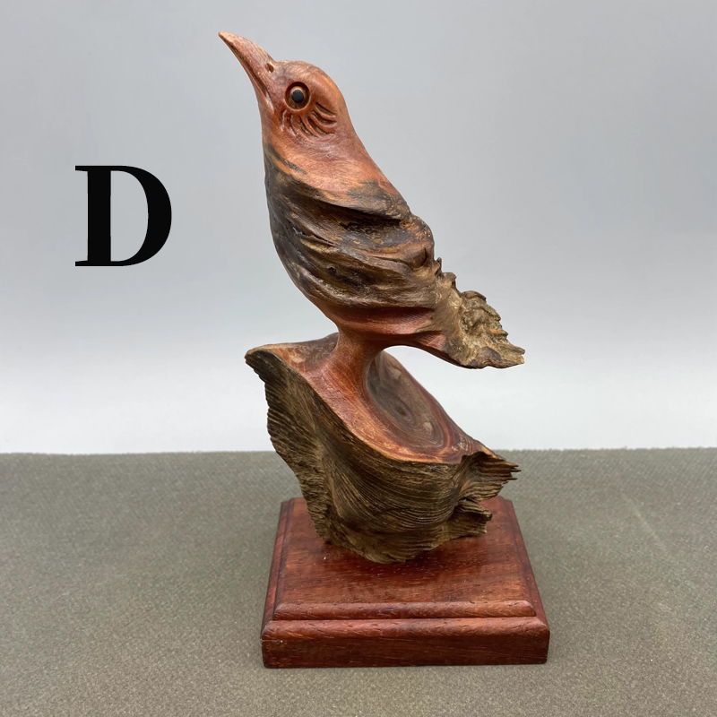 松の木の香り 手工彫り 木彫り鳥の置物 根彫り 実木工芸品 机・茶室・オフィスデスクの装飾アート