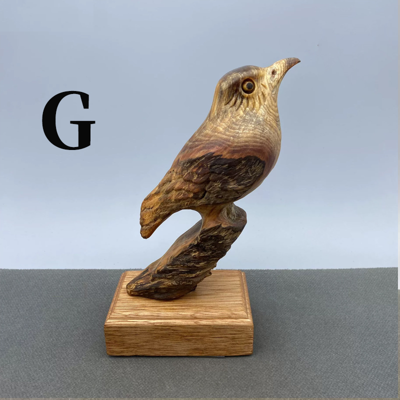 松の木の香り 手工彫り 木彫り鳥の置物 根彫り 実木工芸品 机・茶室・オフィスデスクの装飾アート