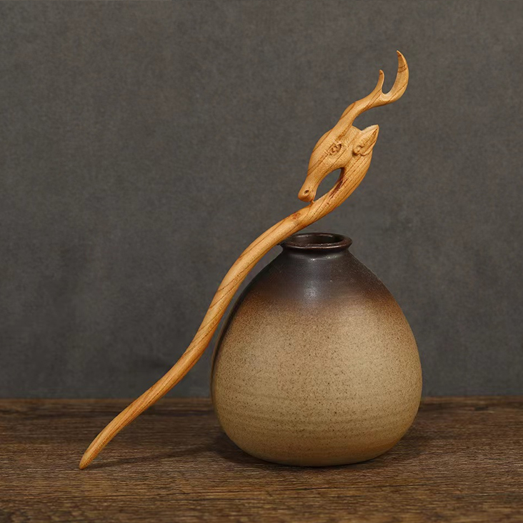 職人手作りの桃の木の簪 高級木材 桃材 1本かんざし 髪飾り かわいい 和風 桃の木のかんざし 手作りヘアアクセサリー