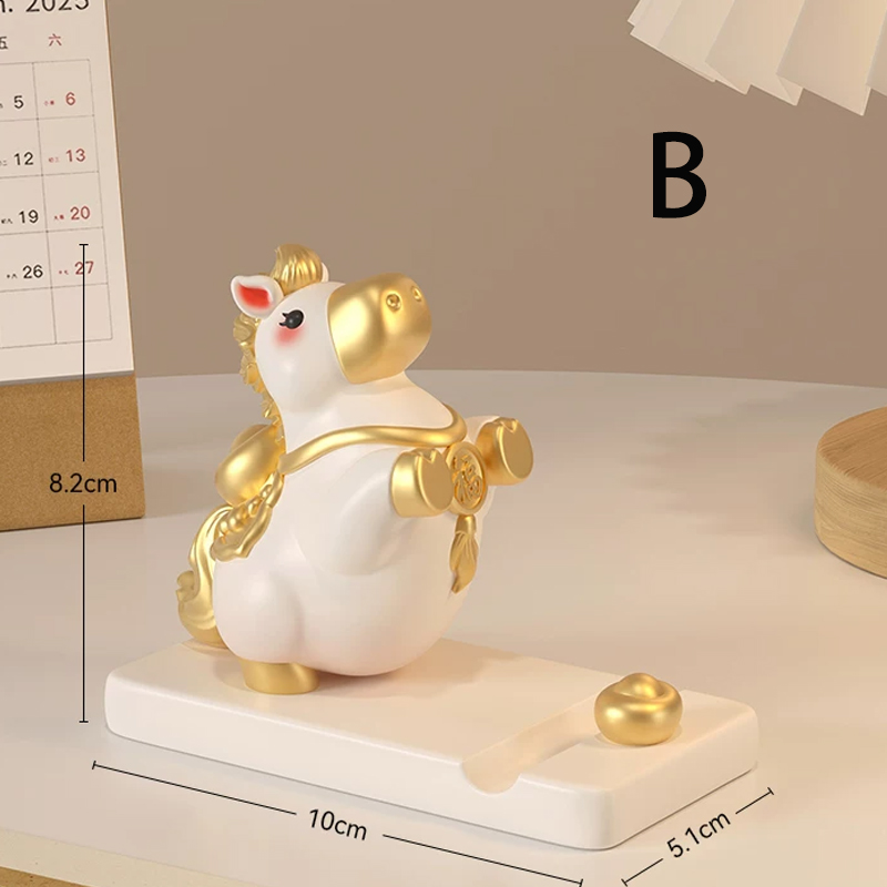 2026年 馬の置物 スマホスタンドタイプ 高級樹脂製 かわいいデスクオブジェ 贈り物・オフィス装飾に