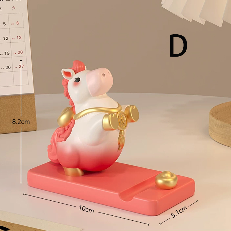 2026年 馬の置物 スマホスタンドタイプ 高級樹脂製 かわいいデスクオブジェ 贈り物・オフィス装飾に