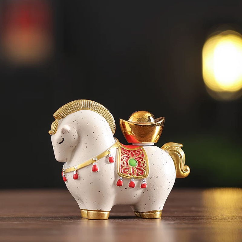 馬の置物 高級樹脂製 かわいいデスクオブジェ 贈り物・オフィス装飾に癒しの置き物