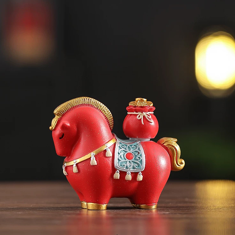 馬の置物 高級樹脂製 かわいいデスクオブジェ 贈り物・オフィス装飾に癒しの置き物