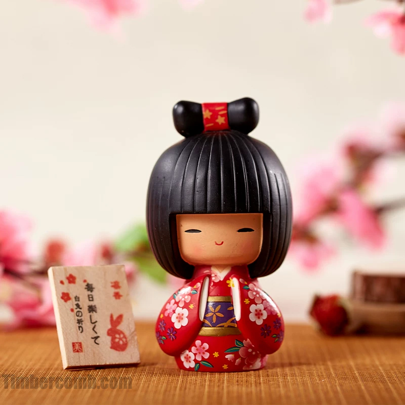 日本の着物人形ノベルティ樹脂アジア文化デスクトップ飾り誕生日プレゼントピンク
