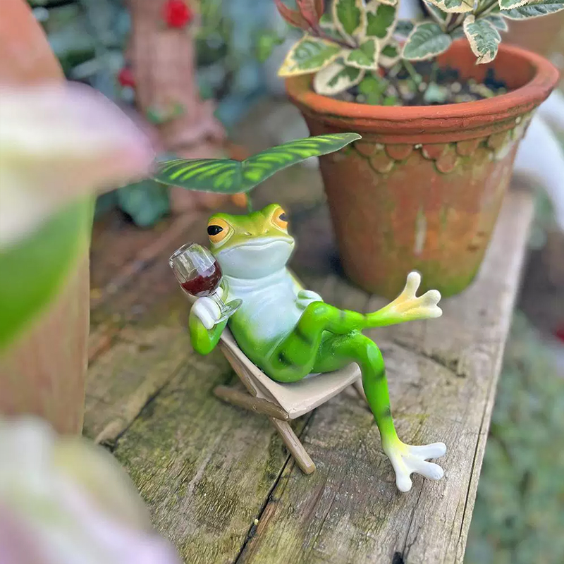 カエルの置物 ラウンジチェア 人気の置き物：リビング・バルコニー・アウトドアの景観飾りや誕生日プレゼントに