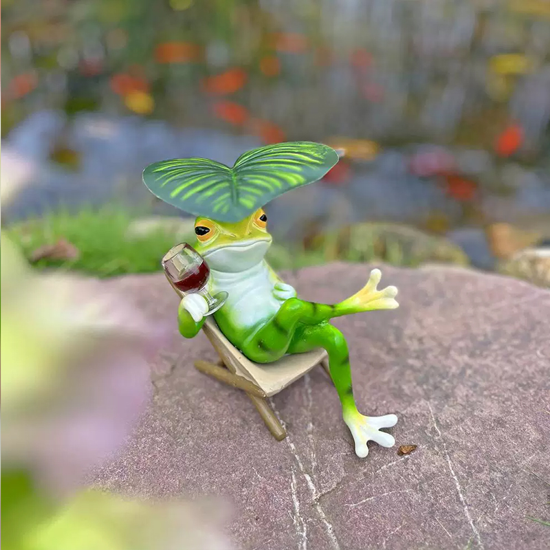 カエルの置物 ラウンジチェア 人気の置き物：リビング・バルコニー・アウトドアの景観飾りや誕生日プレゼントに