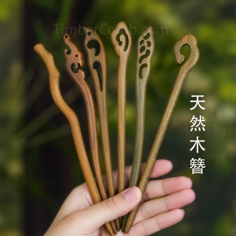 檀木製かんざし高級、新日本風の女性向け木製かんざし、日常通勤にも最適な高品質なかんざしです。-木彫り高級人気専門店