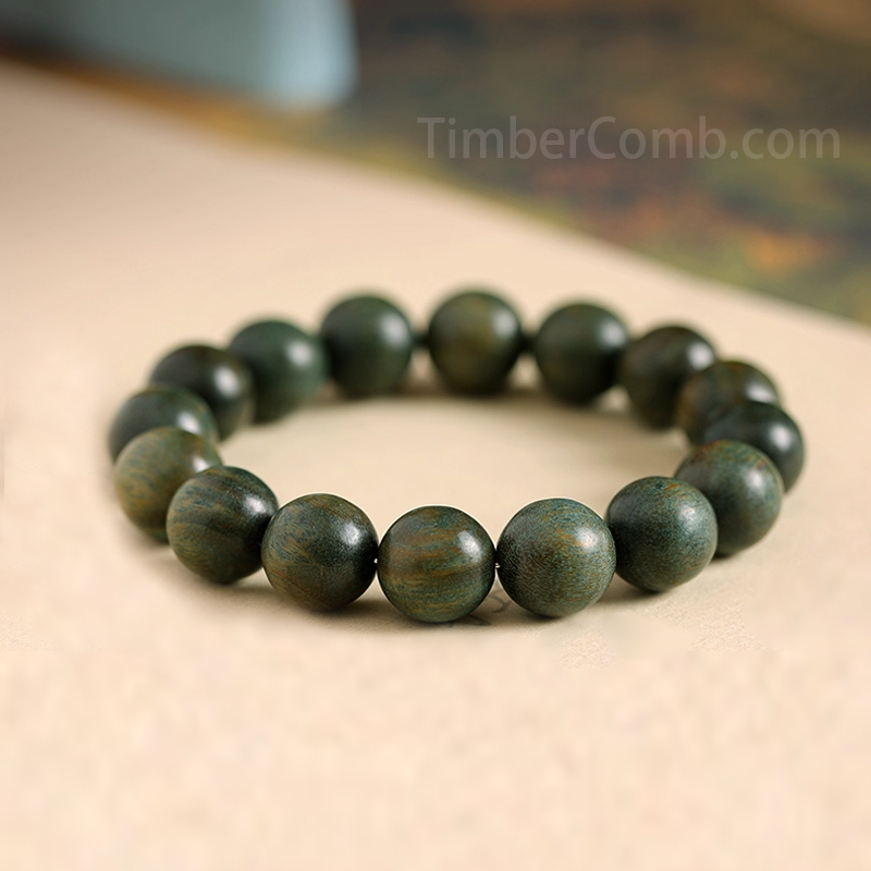 天然緑檀の数珠ブレスレット、静かに瞑想するための念珠、手で転がして楽しめる、腕輪数珠、学生にもおすすめの仏珠ブレスレット。