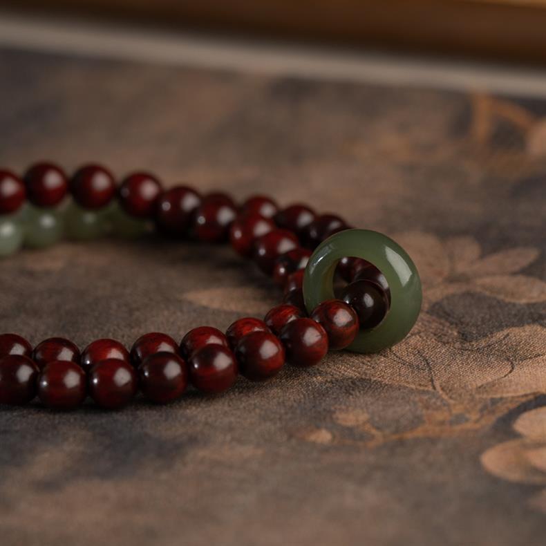 紫檀ブレスレット 天然木 和田玉 二輪 ブレスレット 腕輪数珠 男性用 女性用 お守り