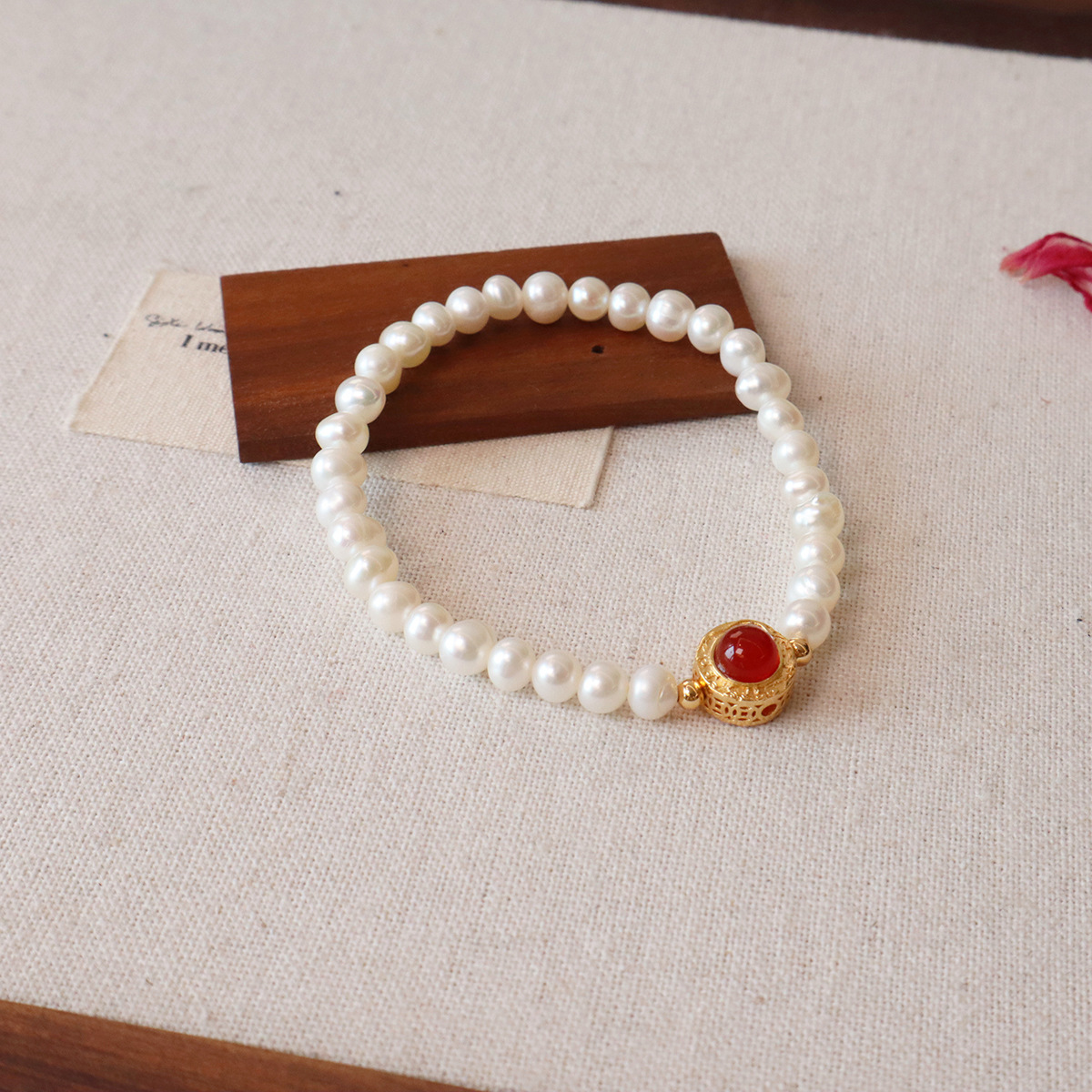 淡水パールブレスレット 真珠 天然石 南紅瑪瑙（ナンホンアガット）女性用 レディース プレゼント 