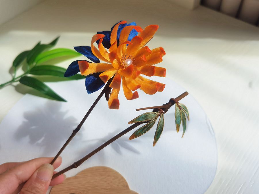 かんざし 天然竹 簪 絨花 梅 蘭 竹 菊 和風 ヘアアクセサリー 成人式 七五三 卒業式 入学式 