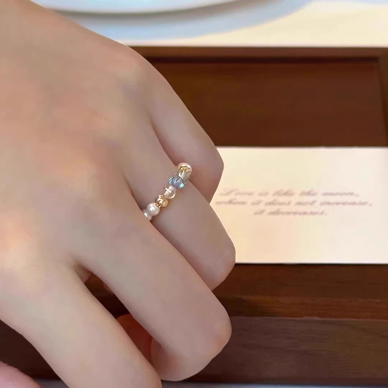 パールリング 指輪 チェコビーズ レディース  上品 普段使い