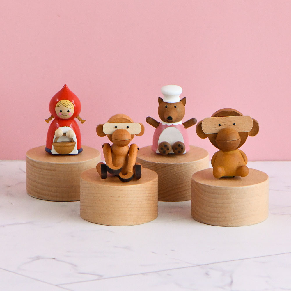 オルゴール 天然木製 音楽ボックス おもちゃ 可愛い ギフト 動物ミニオルゴール（こぐま・こうさぎ・こざる・ぞう・こあひる）