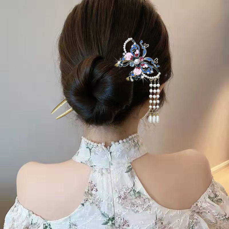 成人式 髪飾り かんざし U字型 蝶々 パール Uピン 簪 おしゃれ ヘアアクセサリー 和服 卒業式 結婚式 パーティー