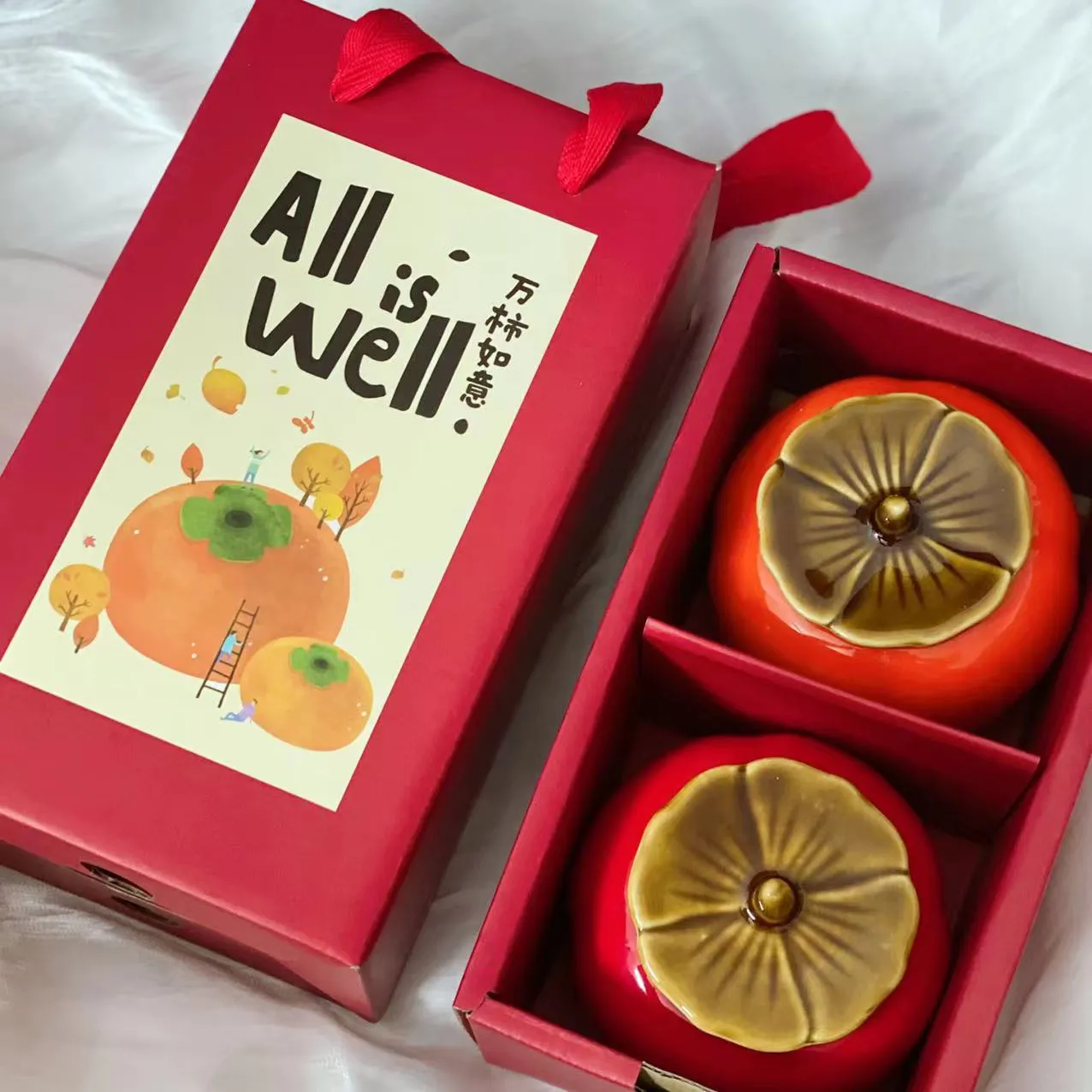 アロマキャンドル セット 2個 柿のオブジェキャンドル ギフト プレゼント 可愛い ギフトセット ソイキャンドル お風呂 瞑想 開運グッズ