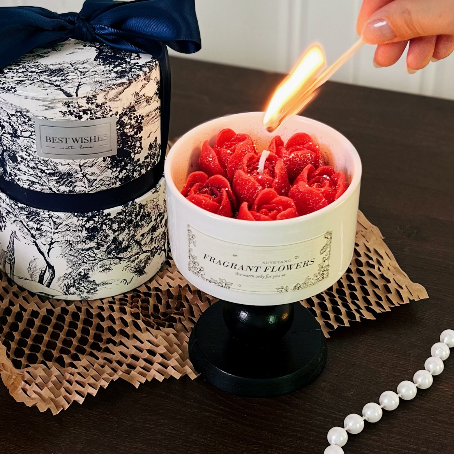 アロマキャンドル バラキャンドル  バレンタインギフトおしゃれ 天然 キャンドル  結婚祝い 誕生日ギフト ローズ アロマ