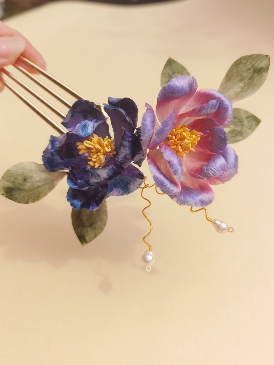 髪飾り ヘアコーム 絨花 牡丹 レディース かんざし 結婚式 成人式 和服  