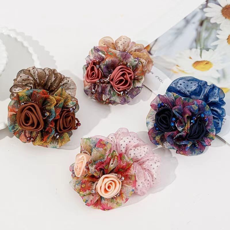 まとめ髪 お団子メーカー ヘアゴム レースフラワー シニヨンメーカー ヘアアレンジ エレガント