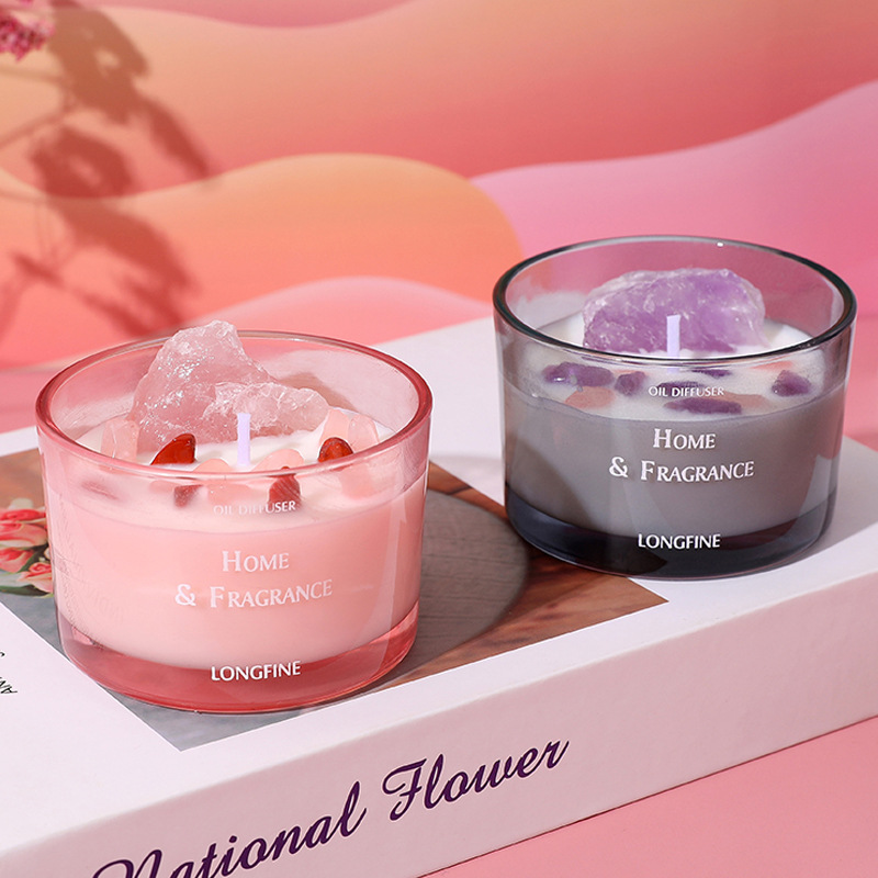 アロマキャンドル 天然石入り ソイワックス キャンドル フレグランスキャンドル  癒し ギフト