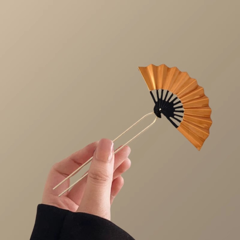 かんざし 簪 金メッキ 扇子 せんす U字型ヘアピン 髪飾り 和装 普段使い
