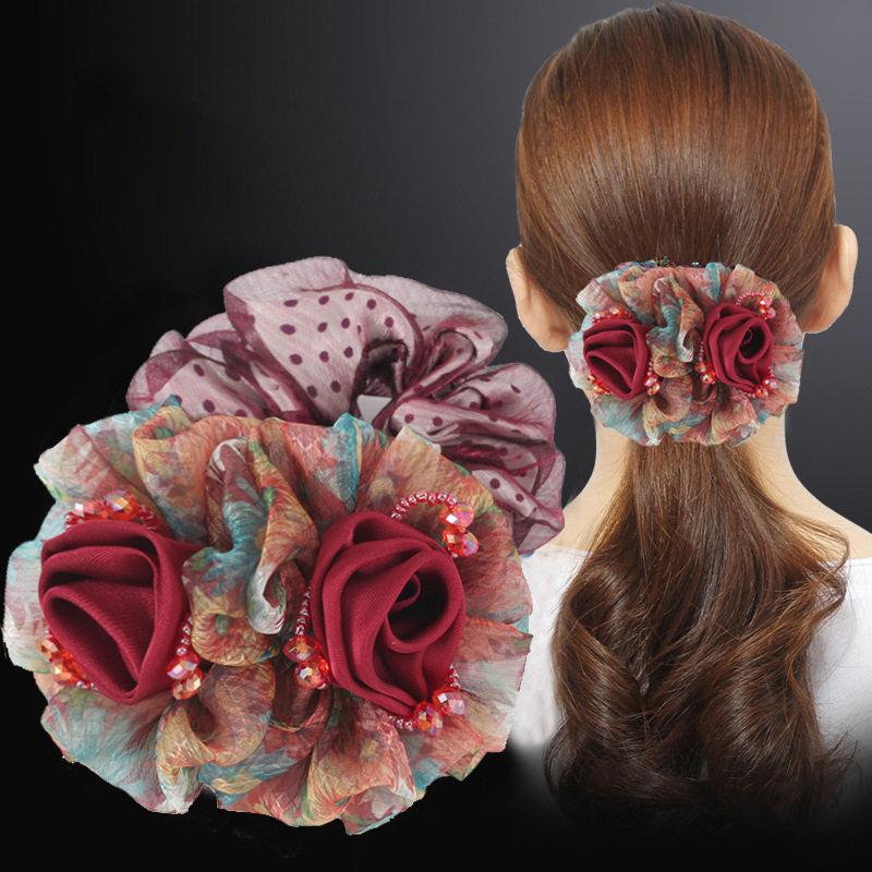 まとめ髪 お団子メーカー ヘアゴム レースフラワー シニヨンメーカー ヘアアレンジ エレガント