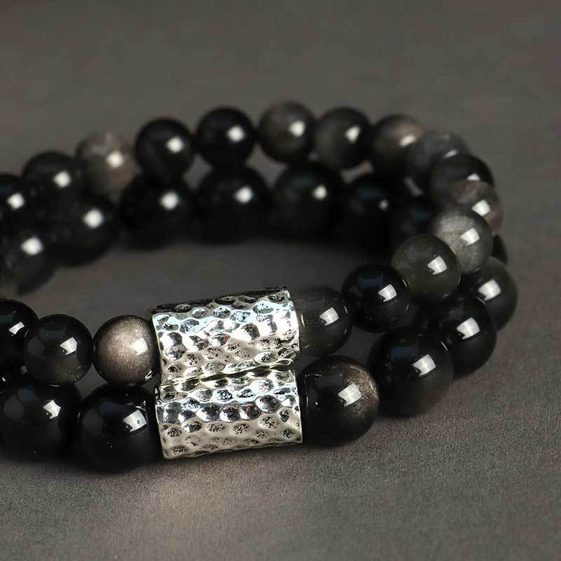 銀曜石ブレスレット メンズ レディース ペア 天然石 パワーストーン ブレスレット お守り 数珠