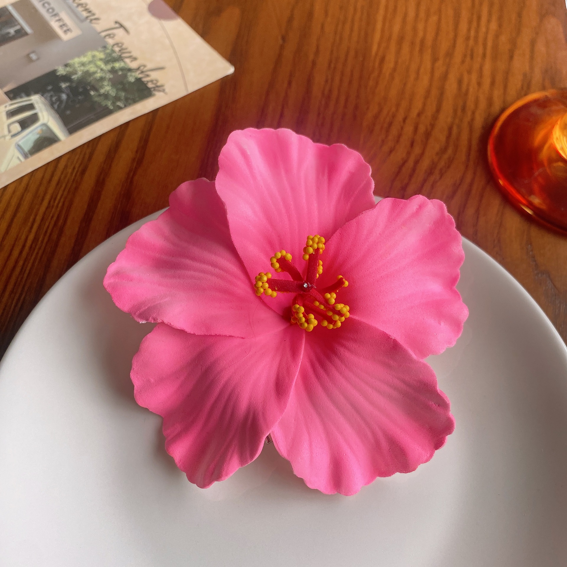 ヘアクリップ ハイビスカス フラワー お花 バンスクリップ ヘアアクセサリー 髪飾り 結婚式