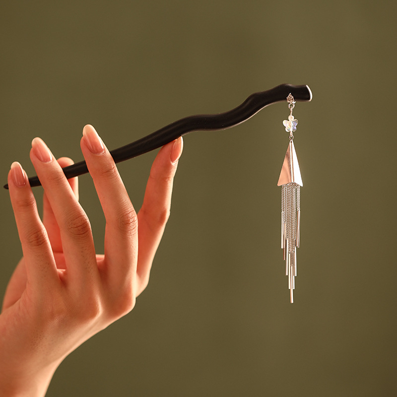 かんざし 簪 ヘアスティック 檀木 一本 普段使い まとめ髪 ヘアアクセサリー フリンジかんざし 髪飾り レディース