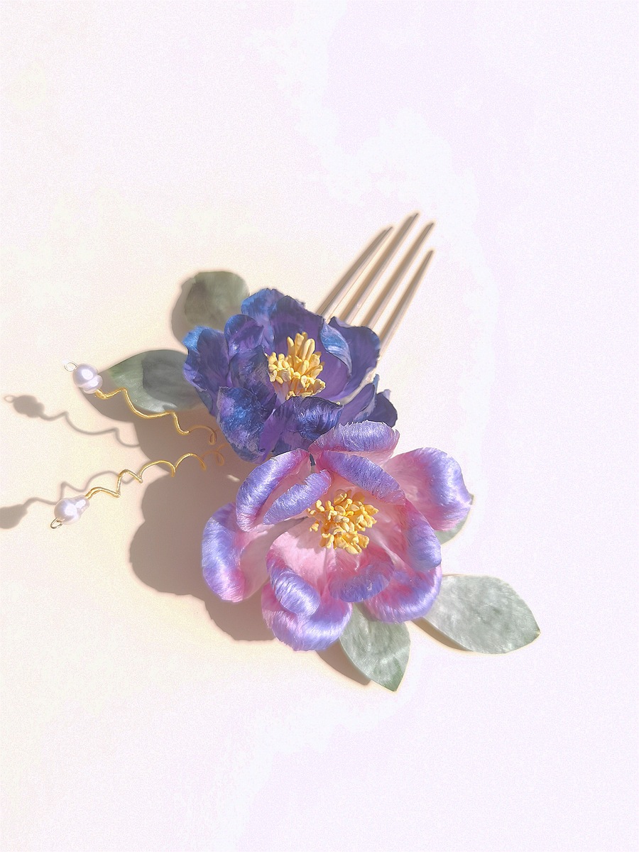 髪飾り ヘアコーム 絨花 牡丹 レディース かんざし 結婚式 成人式 和服  