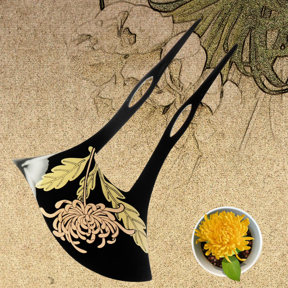 べっ甲風 かんざし 髪飾り 菊の花 蒔絵かんざし 和装 バチ型 簪 まとめ髪 結婚式  留袖 