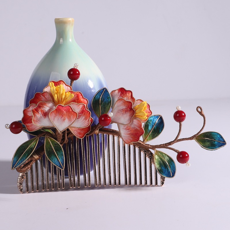 髪飾り レディース ヘアコーム 絨花 シルクフラワー ヘアピン 結婚式 和服