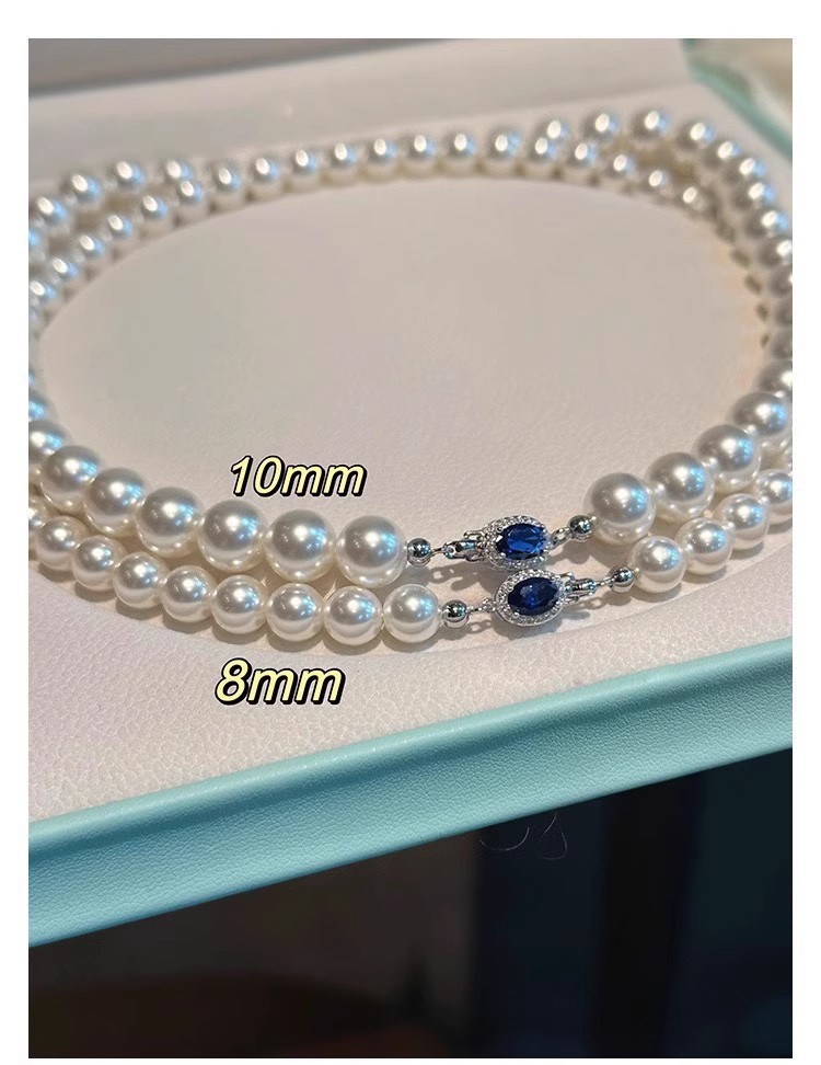 パールネックレス オーストラリア産 白蝶真珠 天然 ブルーサファイア 6mm 8mm 10mm