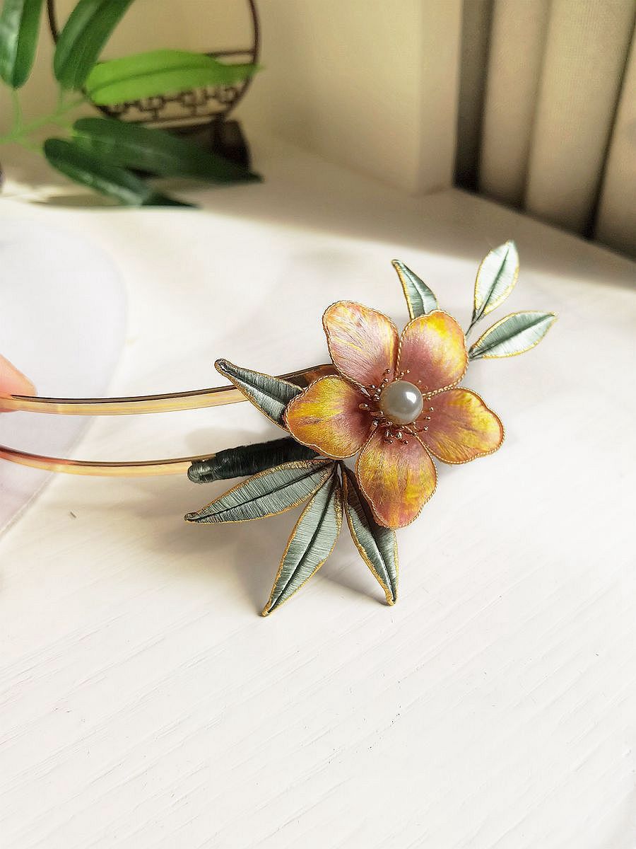 かんざし 簪 桃の花 絨花 Uピン 髪飾り 結婚式 成人式 普段使い