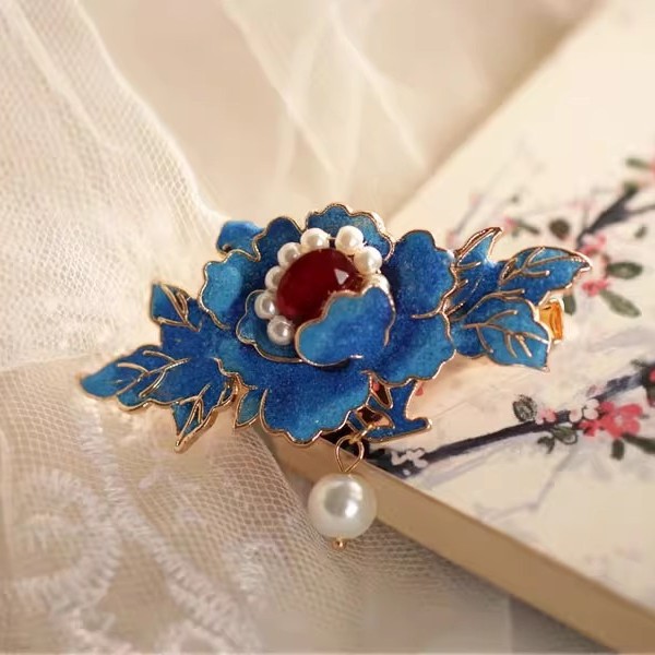 ヘアクリップ 牡丹 ぼたん 花 パール ヘアピン ヘアアクセサリー 前髪留め 髪飾り