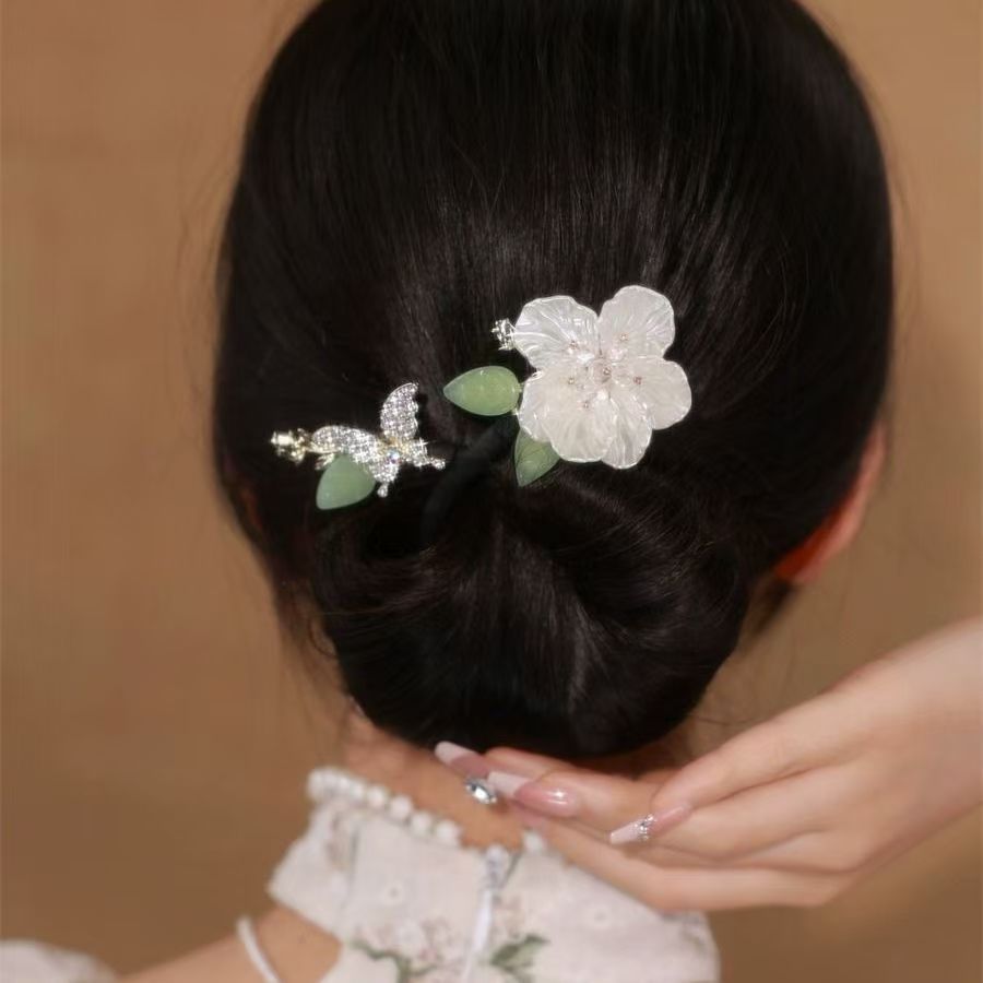 シニヨンメーカー お団子メーカー  まとめ髪  お花 ツバキ ヘアアクセサリー レディース 髪飾り