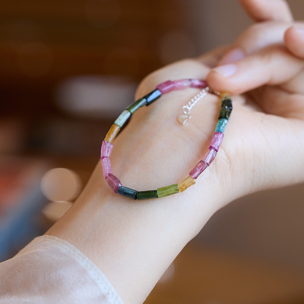 トルマリン ブレスレット 天然石  パワーストーン レディース 数珠 カラー 浄化用