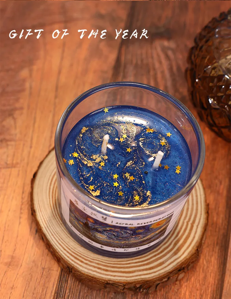 星月夜 アロマキャンドル 癒し ギフト インテリア ソイワックス キャンドル お風呂