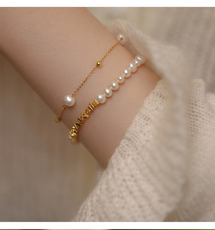 天然淡水ベビー パールブレスレット 選べる2タイプ 真珠ブレス  ゴールド チェーン  上品 エレガント  