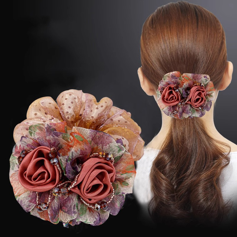 まとめ髪 お団子メーカー ヘアゴム レースフラワー シニヨンメーカー ヘアアレンジ エレガント