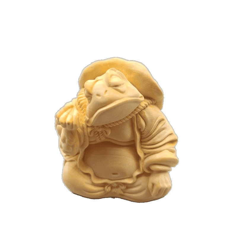 木彫り カエルの置物 フロッグ かえる 蛙 柘植 縁起物 インテリア おしゃれ 