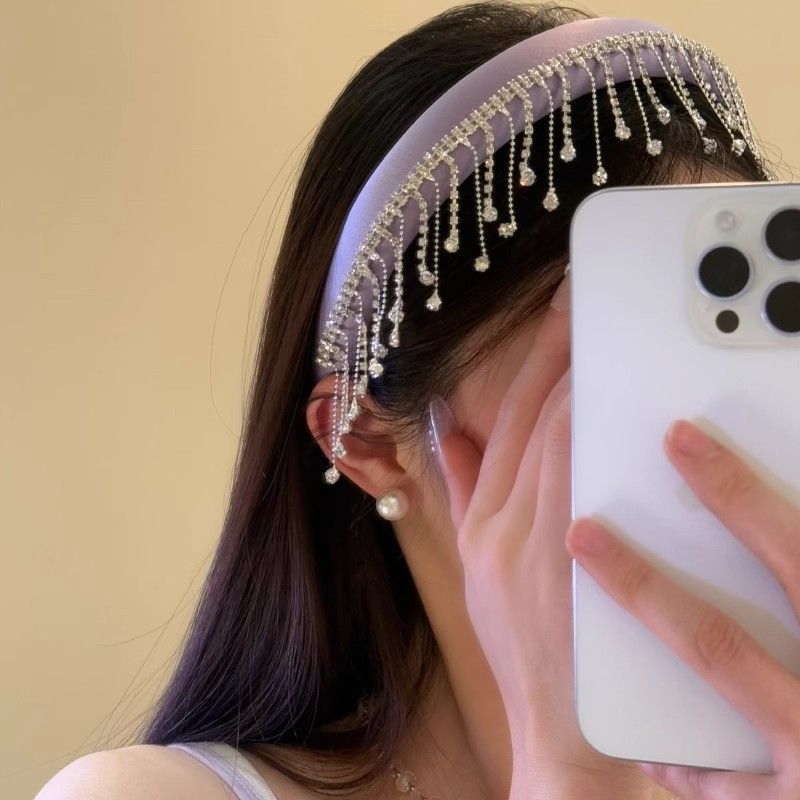 ヘアバンド レディース ラインストーン フリンジ カチューシャ ヘアアクセサリー おしゃれ パーティー 結婚式 二次会  