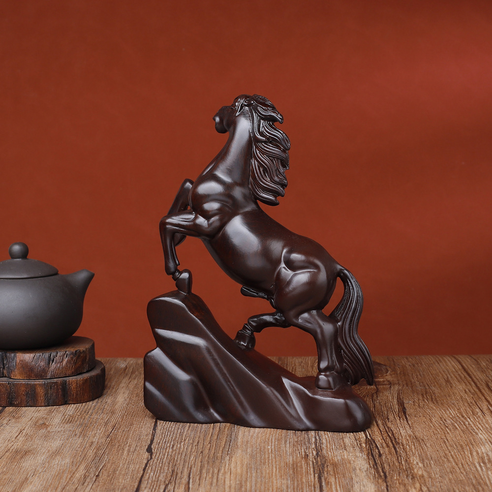 馬 午 置物 檀木 縁起物 うまくいく 木彫り 風水 グッズ アイテム インテリア   